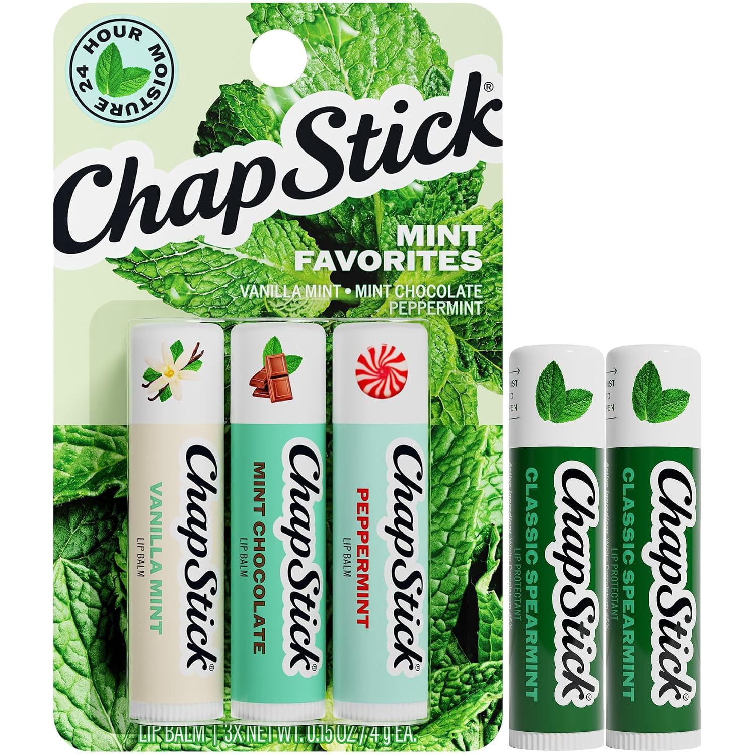 Peppermint Computer Paper ChapStick Lip Balm, Mint Favorites (Vanilla Mint, Minty Delight, and ...