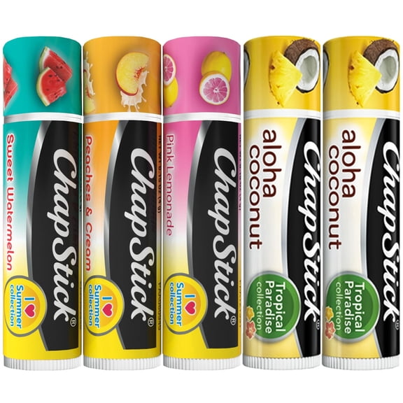 ChapStick Lip Care Bundle - I Love Summer Collection + Aloha Coconut Lip Balm, 0.15 Oz Ea (5 Piece Set)