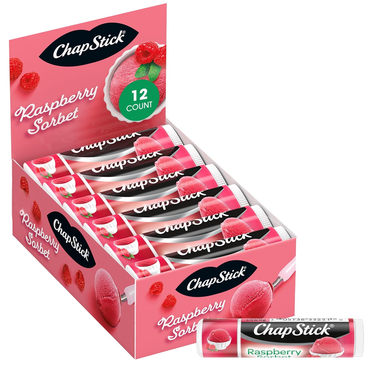 ChapStick Lip Moisturizer, Raspberry Sorbet, 12-Pack – Bulk Lip