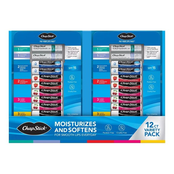 ChapStick Lip Moisturizer and Total Hydration Variety Pack (12 Count)