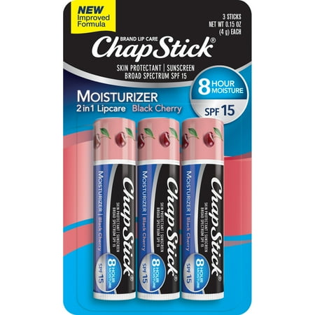 ChapStick Spf 15 Suncreen Moisturizer Black Cherry Lip Balm, 0.15 oz, 3 count Pack