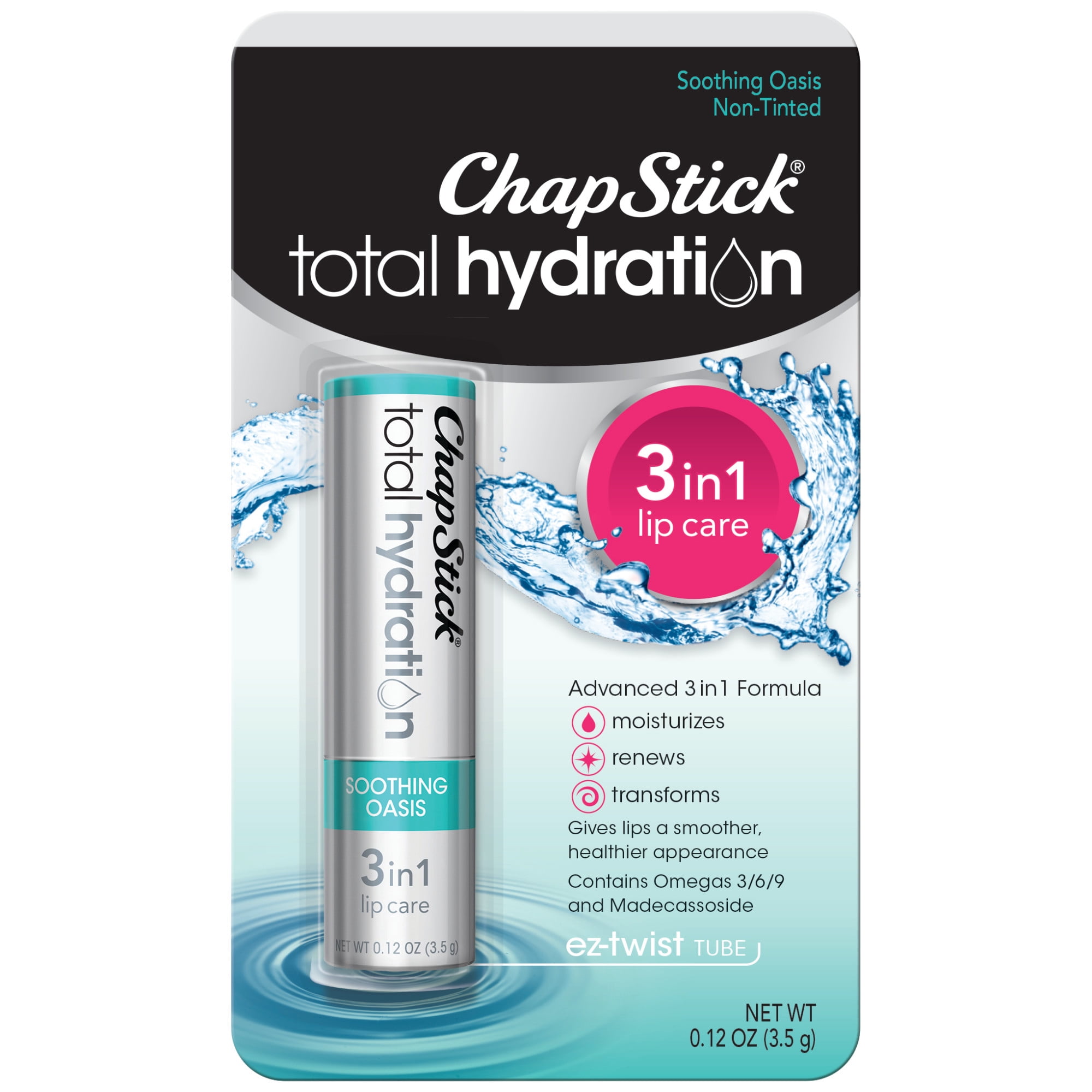 ChapStick Total Hydration Soothing Oasis Moisturizing Lip Balm Tube, 0.12 oz