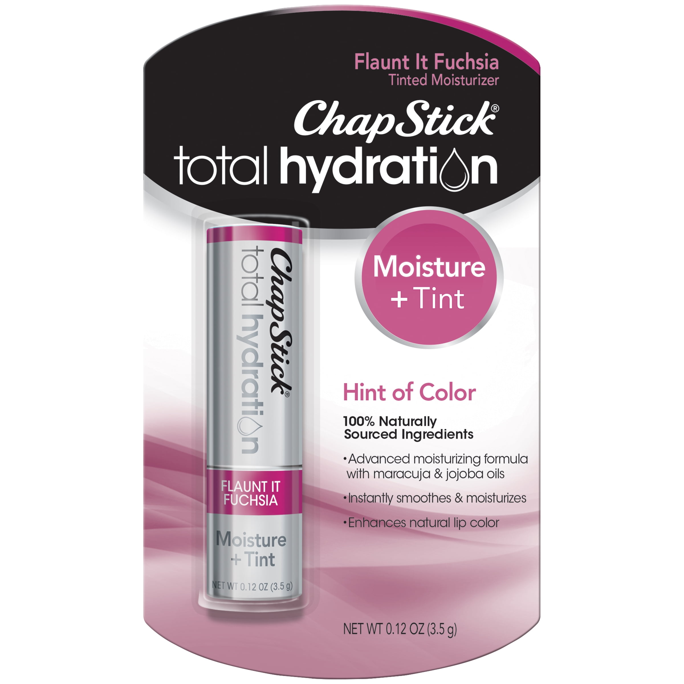 ChapStick Total Hydration Moisture + Tint Rose Petal Tinted Lip Balm Tube,  0.12 Oz 