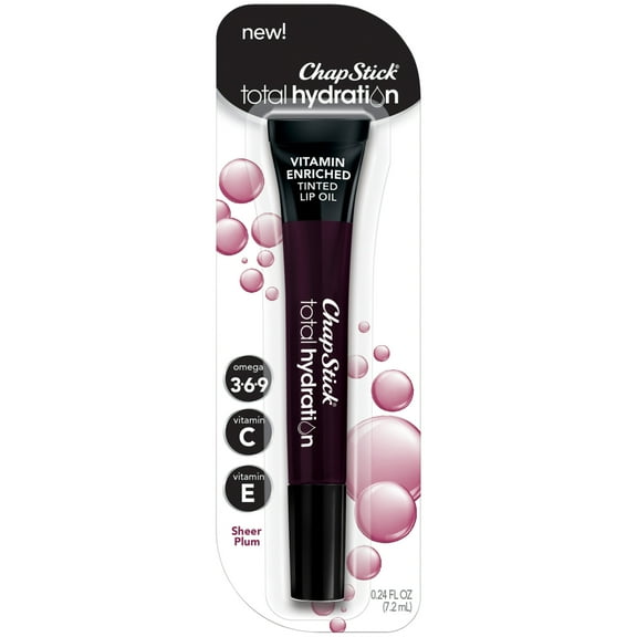 ChapStick Total Hydration Vitamin Enriched Sheer Plum Tinted Hydrating Lip Oil Tube - 0.24 Oz