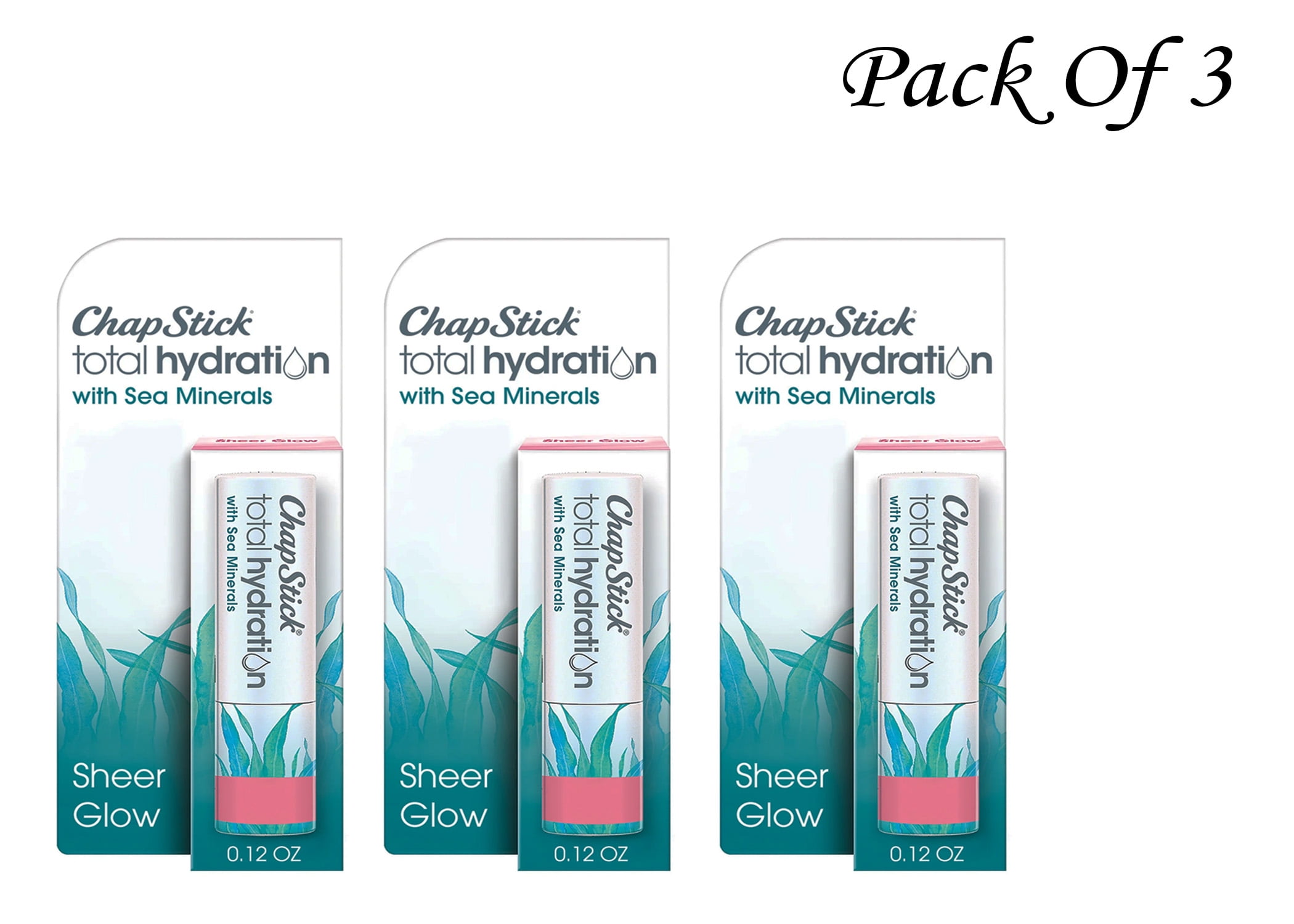 ChapStick Total Hydration With Sea Minerals Sheer Glow Tinted Lip Balm - 0.12 oz (Pack Of 3)