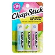 ChapStick Vacation Getaway Flavored Lip Balm Variety Pack, Relieves Dryness, 24 Hour Moisture, Hydrating Lip Balm, 0.15 oz Each