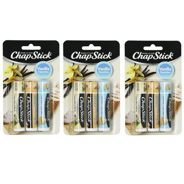 Chapstick Vanilla Favorites Flavored Lip Balm, 0.15 Oz, Pack Of 3 