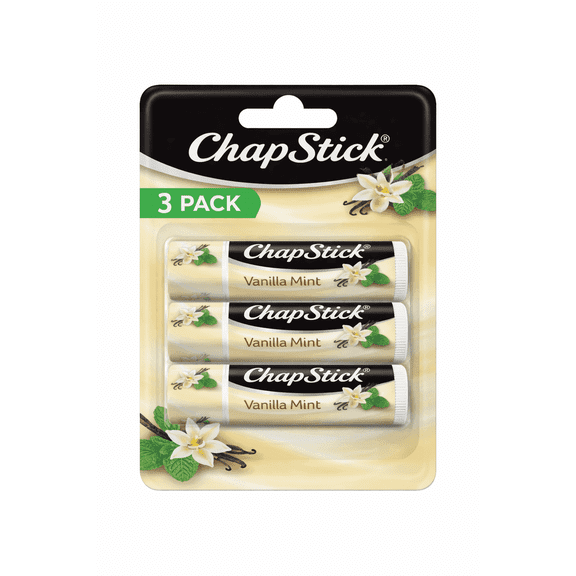 ChapStick (Vanilla Mint, 0.15 Ounce) Skin Protectant Lip Balm Tube-3Pack