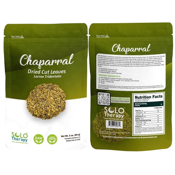 Solo Therapy Chaparral Herb Cut & Sifted, 56g Resealable Bag Gobernadora Hierba, Creosote Bush (Larrea Tridentata)