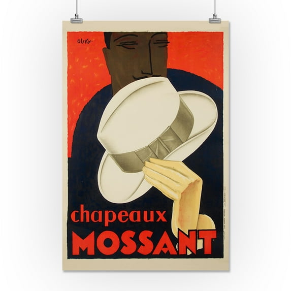 Chapeaux Mossant Vintage Poster (artist: Olsky) France c. 1928 (16x24 Giclee Gallery Print, Wall Decor Travel Poster)