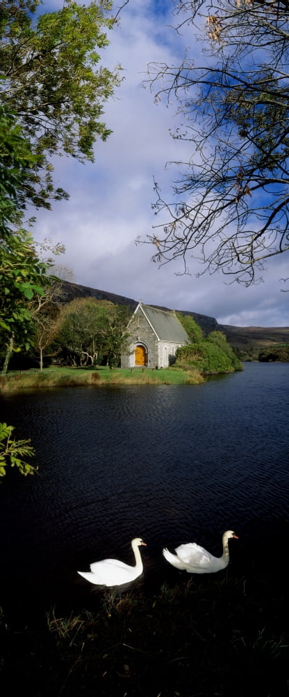 Chapel At Gougane Barra Co Cork Ireland Canvas Art - The Irish Image Collection Design Pics (18 x 44)