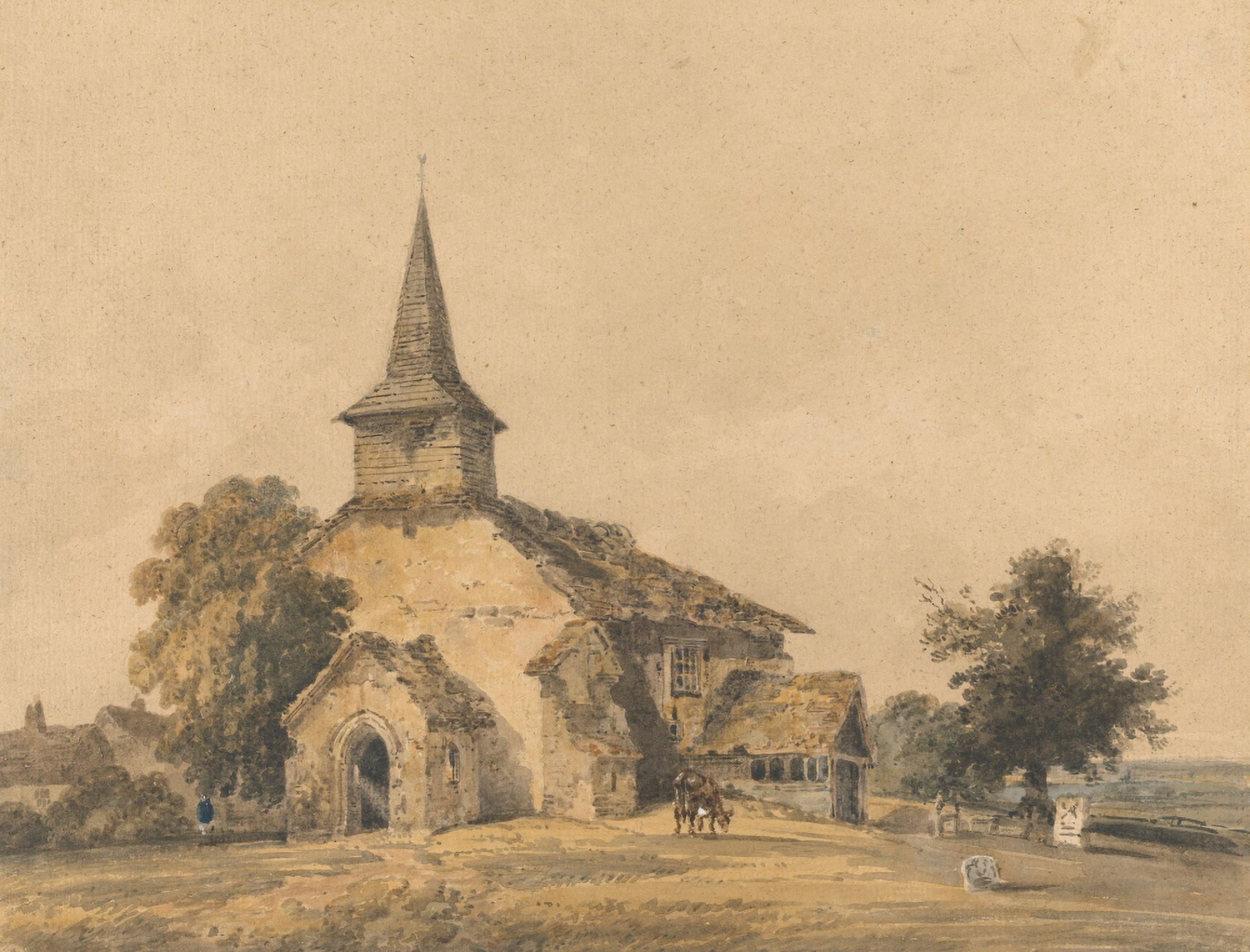 Chapel Church Surrey c1799 Canvas Art - Thomas Girtin (18 x 24)