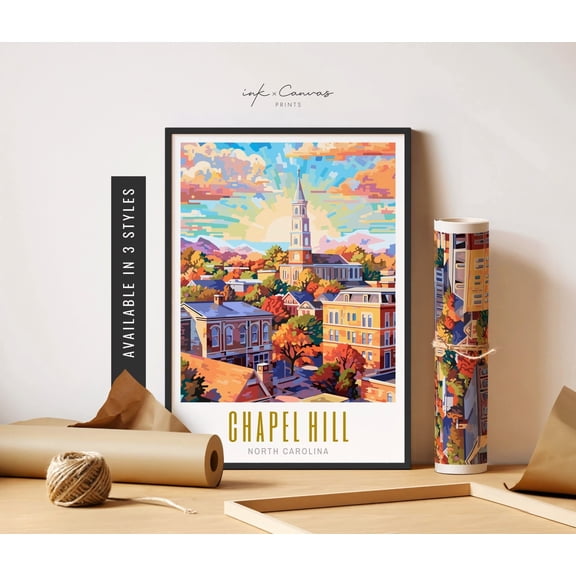 Chapel Hill Unc North Carolina Nc Landscape Unposter Travel Art Travel Wall Art Poster , Poster Print Only