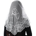 thumbnail image 1 of Chapel Veils Catholic Mass Mantilla - Virgin and Child Embroidery Lace Triangle Head Coverings Floral Church Veil, 1 of 6