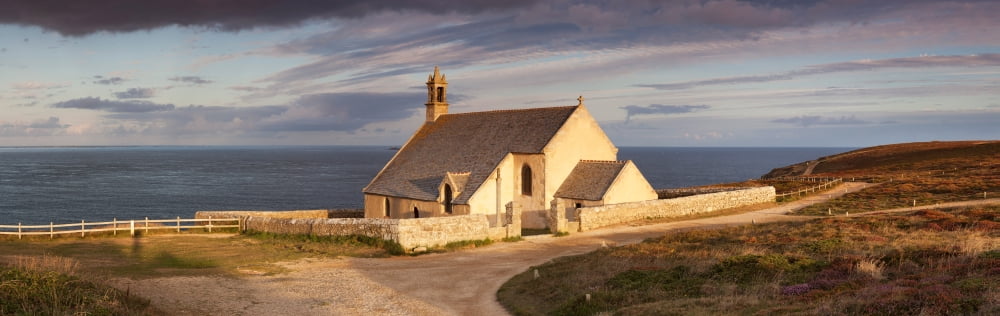 Chapel at the coast Chapelle Saint-They Pointe du Van Cleden Cape Sizun Finistere Brittany France Canvas Art - Panoramic Images (27 x 9)