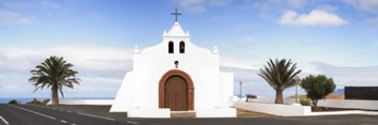 Chapel on a hill Tiagua Lanzarote Canary Islands Spain Canvas Art - Panoramic Images (36 x 12)