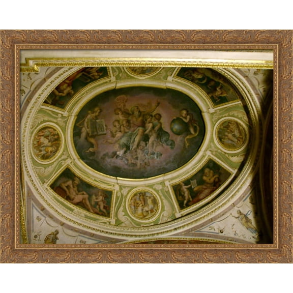 Chapel with the Lord in glory 36x28 Large Gold Ornate Wood Framed Canvas Art by Giorgio Vasari
