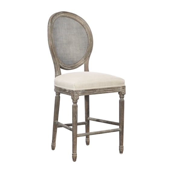 Chapelle Traditional Rattan Portrait Back Bar Stool - 24-inch Seat