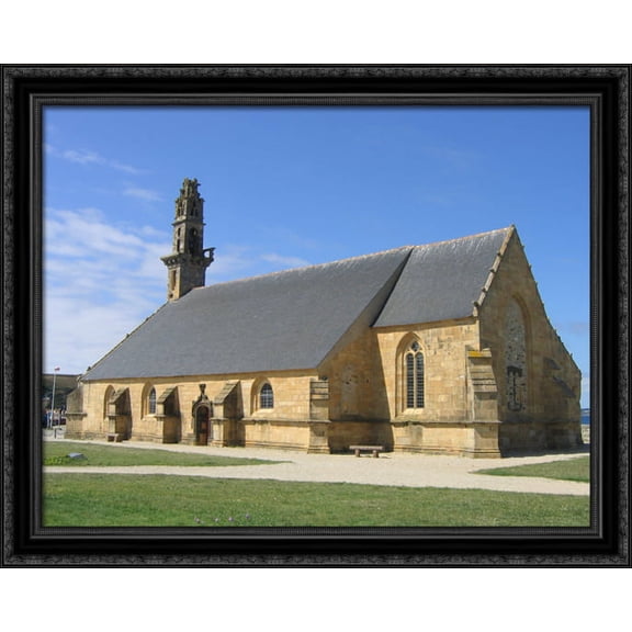 Chapelle de Notre Dame de Rocamadour 36x28 Large Black Ornate Wood Framed Canvas Art