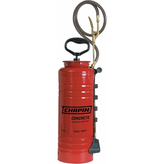 Chapin 19494 3.5 Gallon Tri-Poxy Industrial Open Head Sprayer for Professional Concrete Applications, Form Oils, Construction with All Brass Components, 3.5 gallons, Red