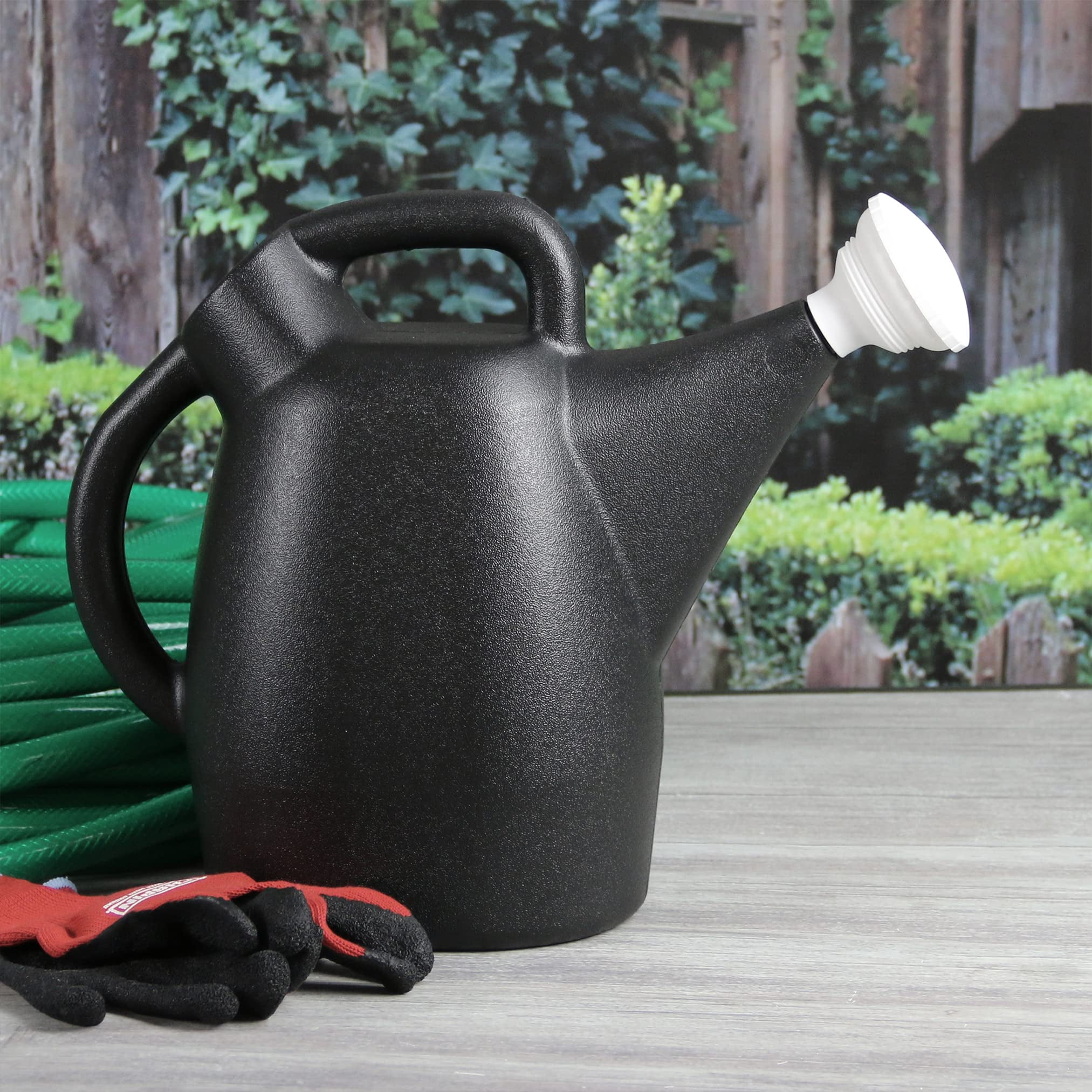 Chapin 2 Gallon Black Recycled Plastic Watering Can with White Nozzle