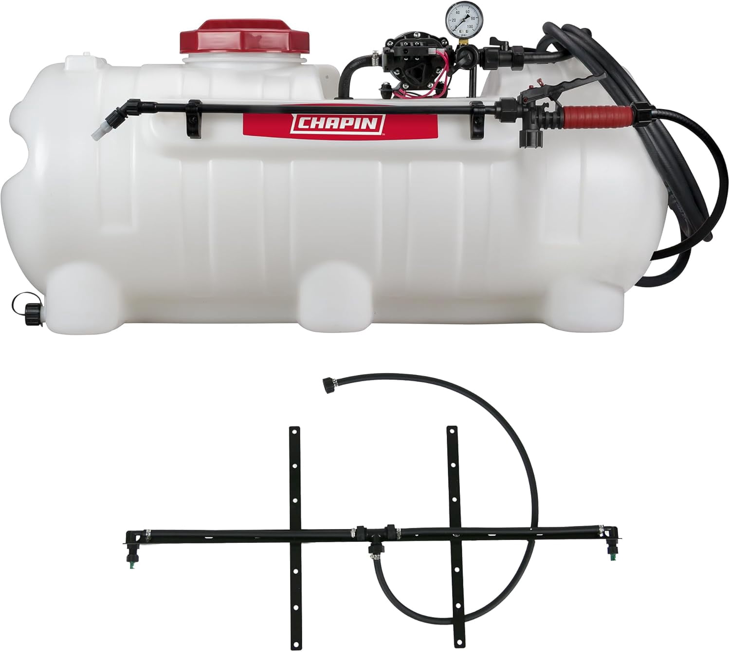 Chapin 97214: 25-Gallon 2.5GPM/12V EZ Mount Deluxe Multi-Purpose ATV/UTV Tank Sprayer for Lawn & Garden, Farm & Acreage, Fertilizers, Weed Control, with 2-Nozzle Spray Boom Attachment