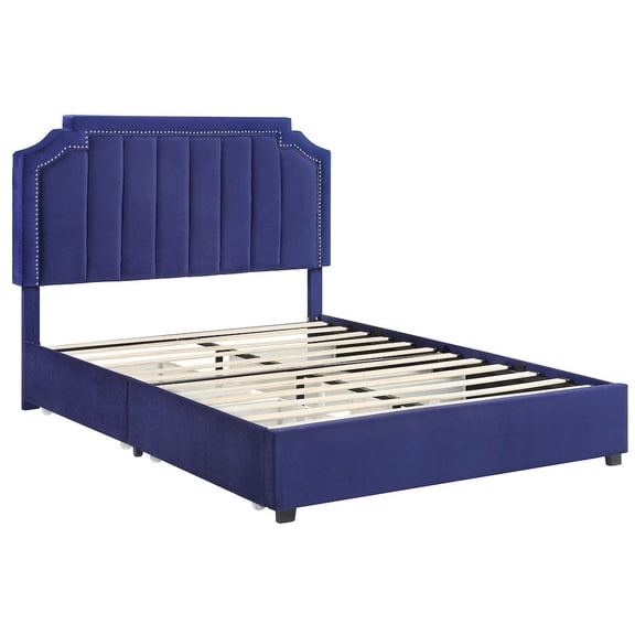 Chapla 4-Drawer Fabric Platform Bed, Full, Navy