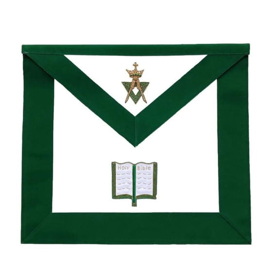 Chaplain Allied Masonic Degrees Apron - Adjustable Green Velvet with Gold-Plated Snake Fitting