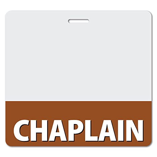 Chaplain Heavy Duty Horizontal Brown (100 Pack) - Spill & Tear Proof Cards - 2 Sided USA Printed Quick Role Identifier ID Tag Backer by BadgeZoo