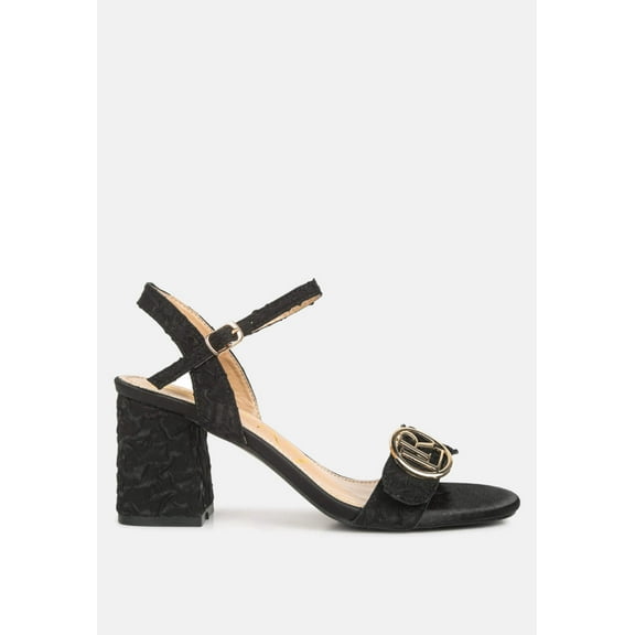 Chaplet Textured Block Heel Sandals