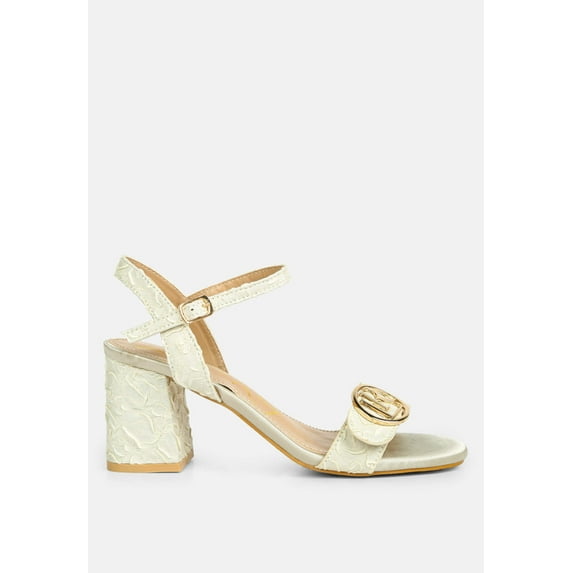 Chaplet Textured Block Heel Sandals