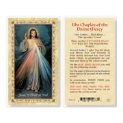 Chaplet of the Divine Mercy Gold-Stamped Laminated Catholic Prayer Holy Card with Prayer on Back, Pack of 25