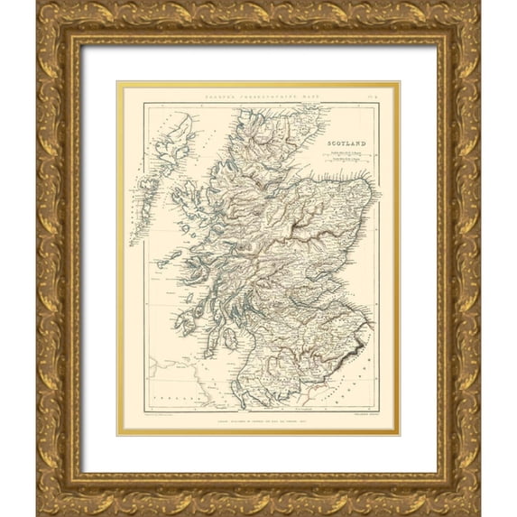 Chapman 12x14 Gold Ornate Wood Framed with Double Matting Museum Art Print Titled - Scotland - Chapman 1847