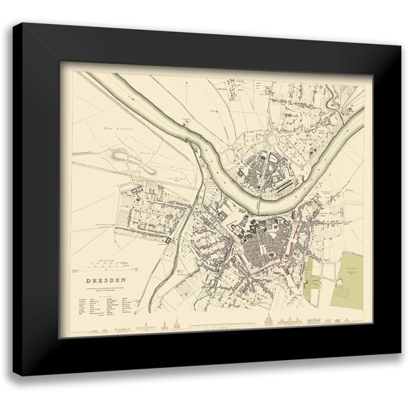 Chapman 14x12 Black Modern Framed Museum Art Print Titled - Dresden Germany - Chapman 1833