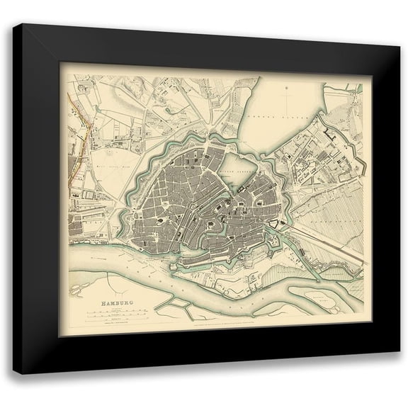 Chapman 24x20 Black Modern Framed Museum Art Print Titled - Hamburg Germany - Chapman 1837
