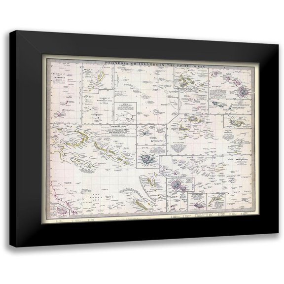 Chapman 24x20 Black Modern Framed Museum Art Print Titled - Polynesian Islands - Chapman 1840