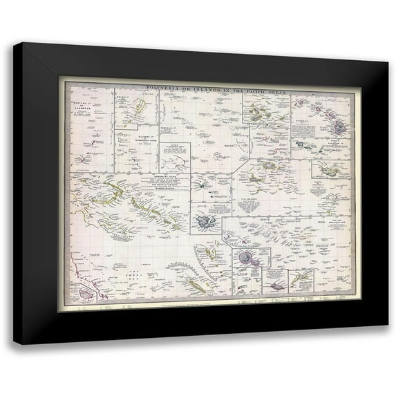 Chapman 24x20 Black Modern Framed Museum Art Print Titled - Polynesian Islands - Chapman 1840