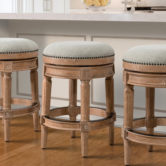 Chapman 26"H Counter-Height Backless Swivel Bar Stool, Weathered Natural
