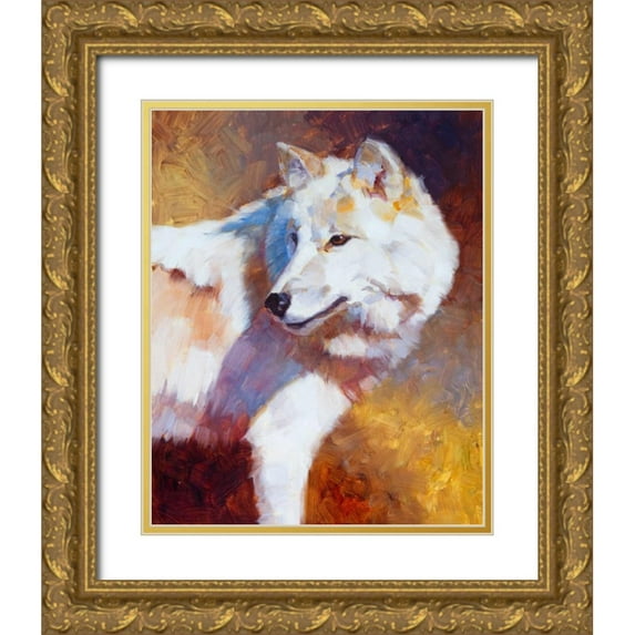 Chapman, Julie 12x14 Gold Ornate Wood Framed with Double Matting Museum Art Print Titled - White Wolf