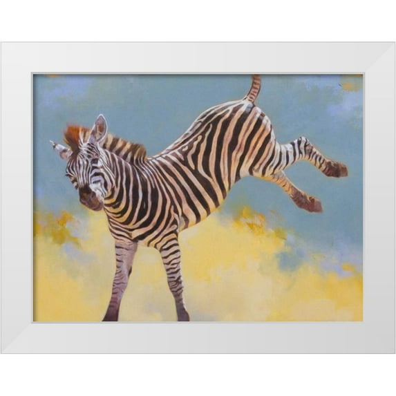 Chapman, Julie 18x15 White Modern Wood Framed Museum Art Print Titled - Bucking Zebra
