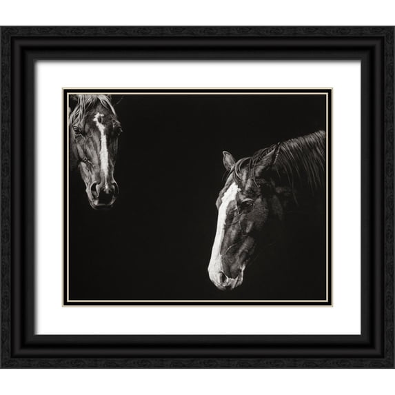 Chapman, Julie T. 14x12 Black Ornate Wood Framed with Double Matting Museum Art Print Titled - Cowboy Scratchboard III