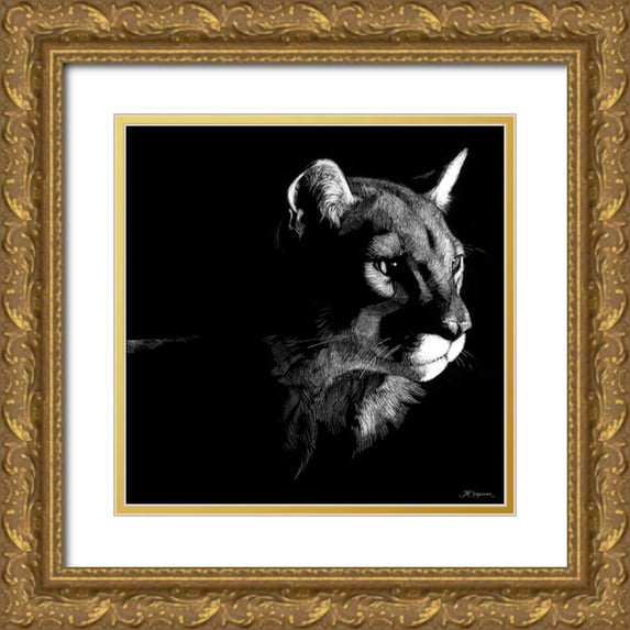Chapman, Julie T. 15x15 Gold Ornate Wood Framed with Double Matting Museum Art Print Titled - Wildlife Scratchboards VII