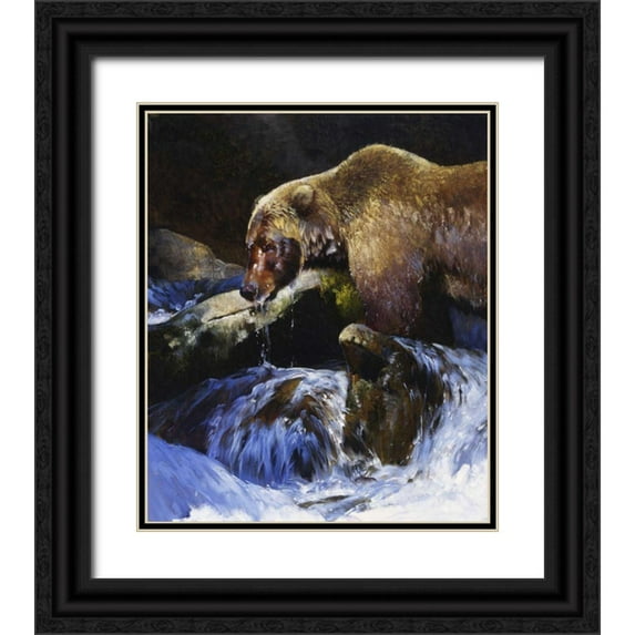 Chapman, Julie T. 15x17 Black Ornate Wood Framed with Double Matting Museum Art Print Titled - Barehanded Fishing