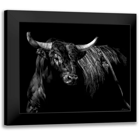 Chapman, Julie T. 18x15 Black Modern Framed Museum Art Print Titled - Brindle Rodeo Bull