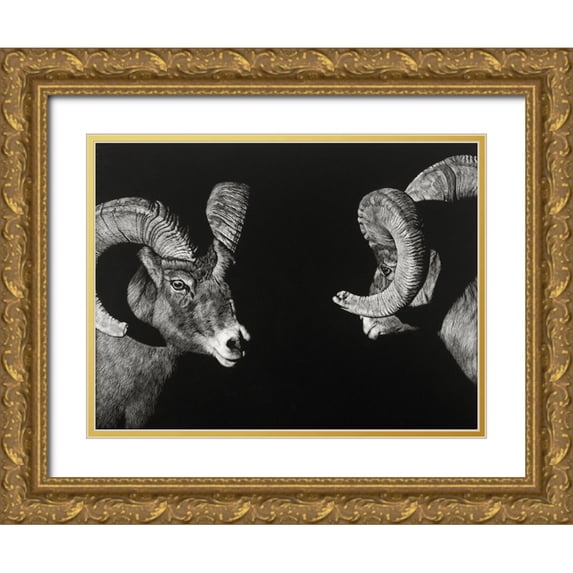 Chapman, Julie T. 18x15 Gold Ornate Wood Framed with Double Matting Museum Art Print Titled - Wild Scratchboard I