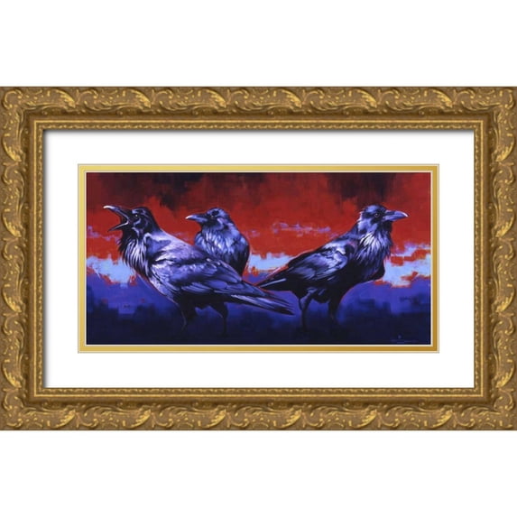 Chapman, Julie T. 24x14 Gold Ornate Wood Framed with Double Matting Museum Art Print Titled - Ready to Rumble