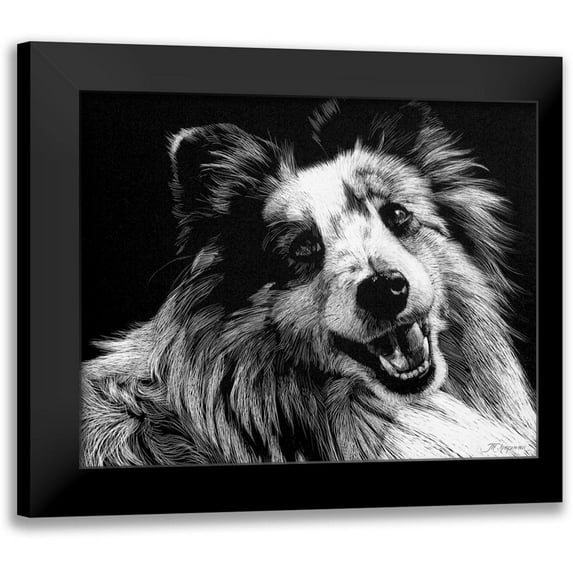 Chapman, Julie T. 24x20 Black Modern Framed Museum Art Print Titled - Canine Scratchboard XXVI