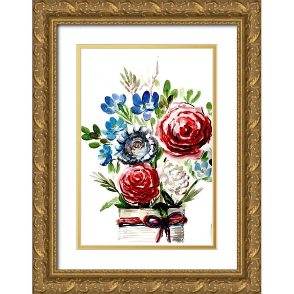 Chapman, Marcy 11x14 Gold Ornate Wood Framed with Double Matting Museum Art Print Titled - Proud to be an American II