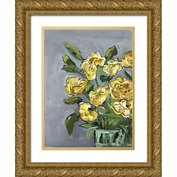 Chapman, Marcy 14x18 Gold Ornate Wood Framed with Double Matting Museum Art Print Titled - Yellow Farmhouse Bouquet portrait I