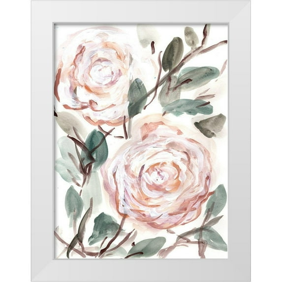 Chapman, Marcy 14x18 White Modern Wood Framed Museum Art Print Titled - Farmhouse Bush coral pink I